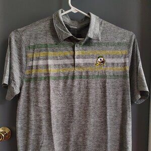 Oregon Ducks Men's XL Polo Shirt Gray Yellow White Logo Front NCAA Football